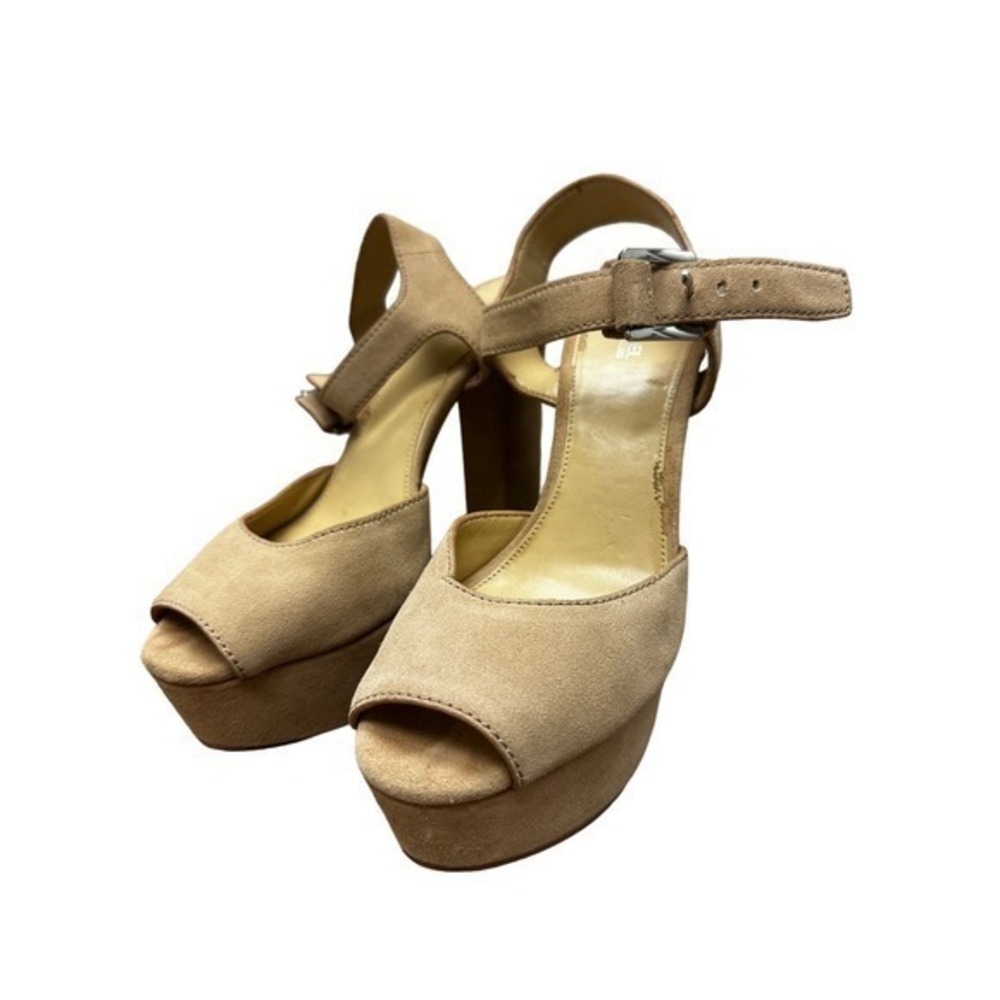 Michael Kors Tan Suede Leather Ankle Strap Platform Heels